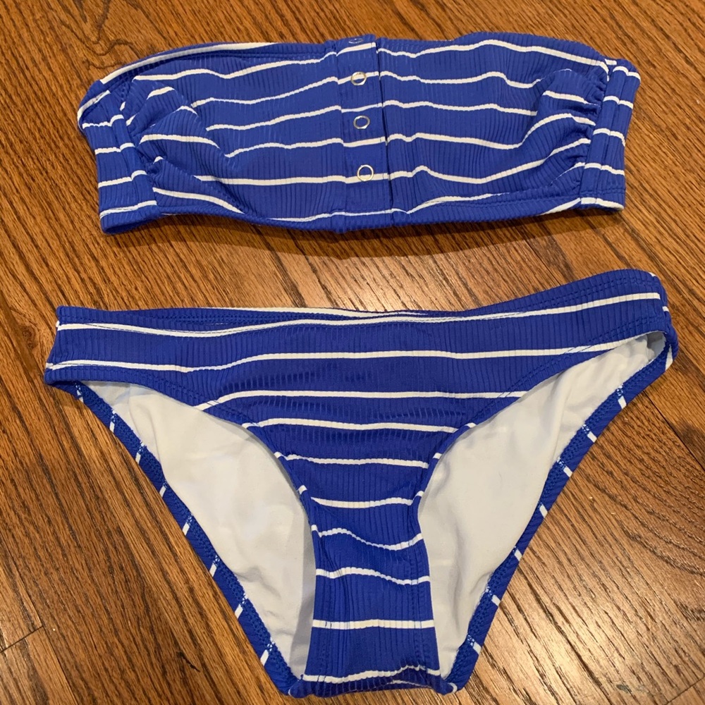 Blue Bandeau Bikini Top